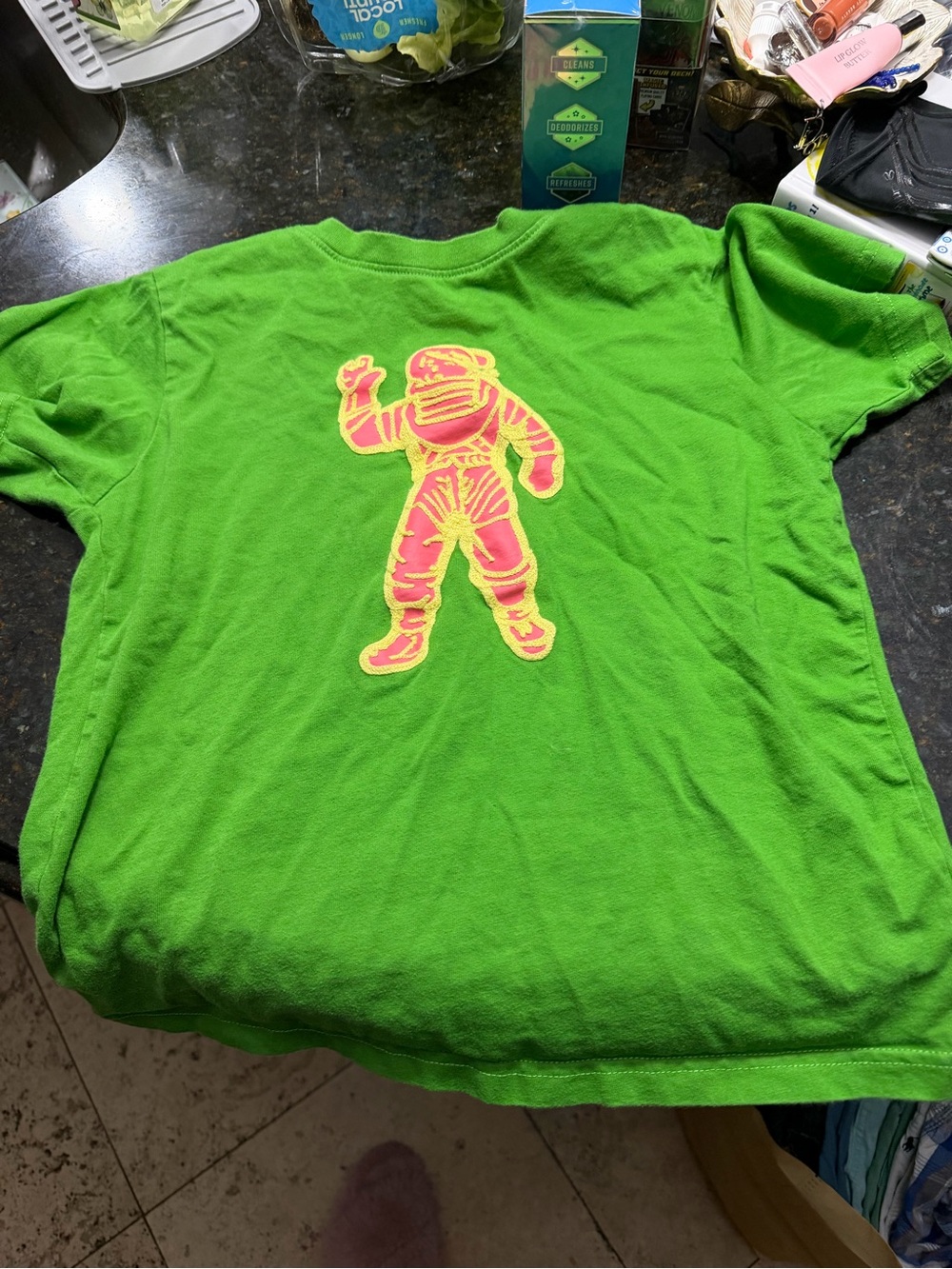Billionaire Boys Club Bright Green Tee with Pink & Yellow Astronaut